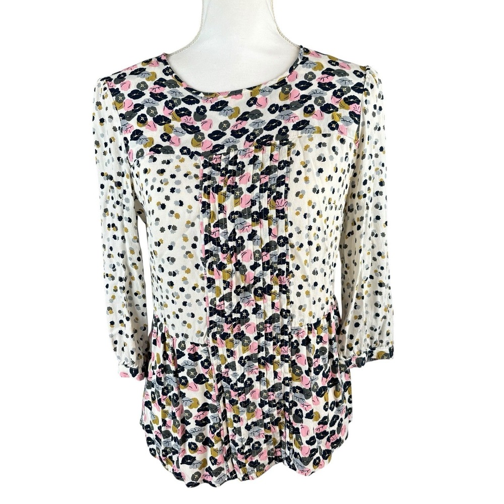 Boden‎ Women's Hopscotch Blouse Poppy Pintuck Floral Size 6